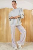 Shoreditch Stripe Lounge Flare Trouser Sweetpea & Grey /10=